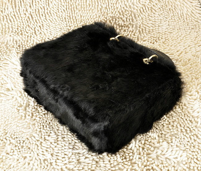 replica jumbo lady dior rabbit hair bag 6322 black